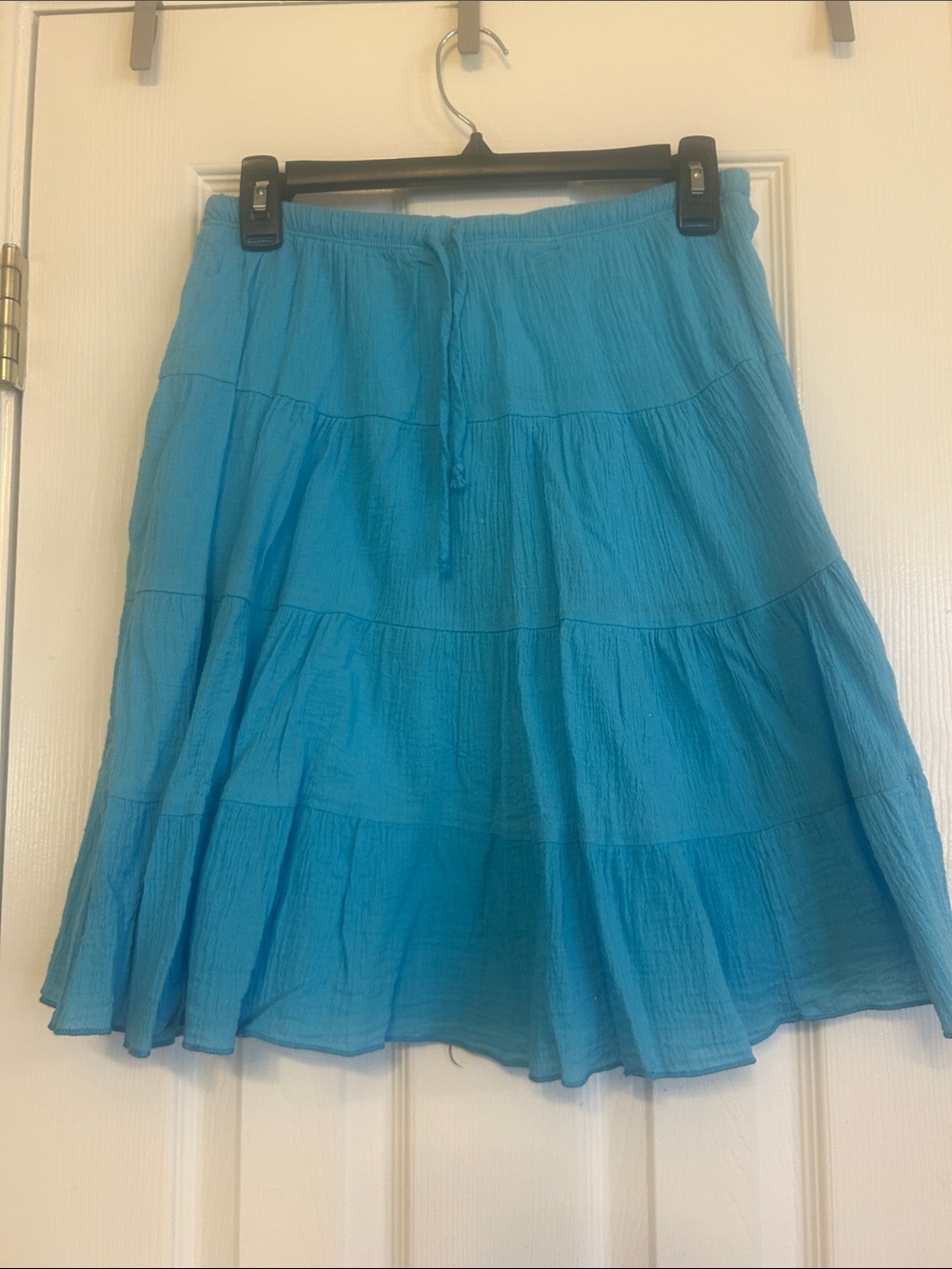 Turquoise Tiered A-Line Cotton Skirt